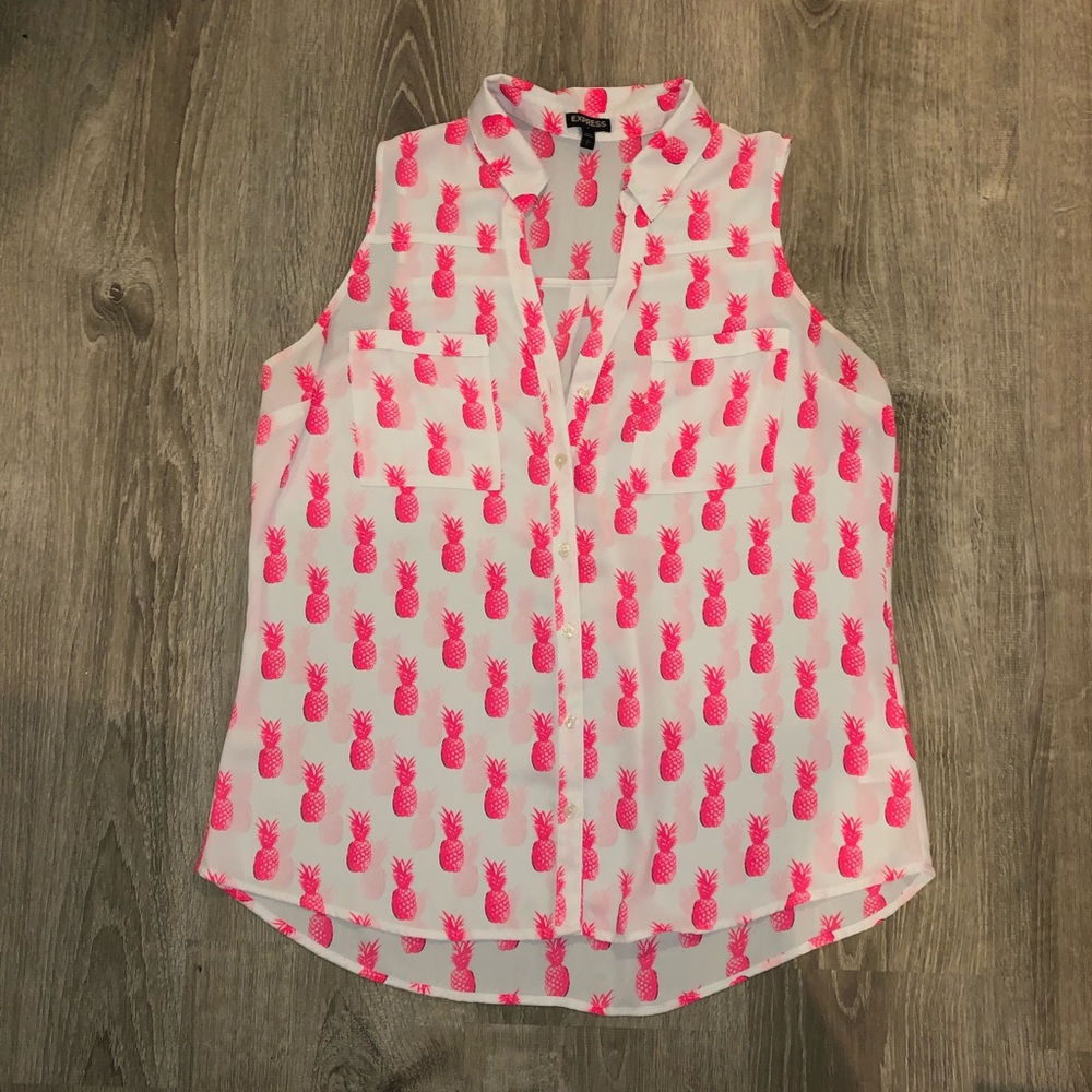 Pineapple button down tank from Express